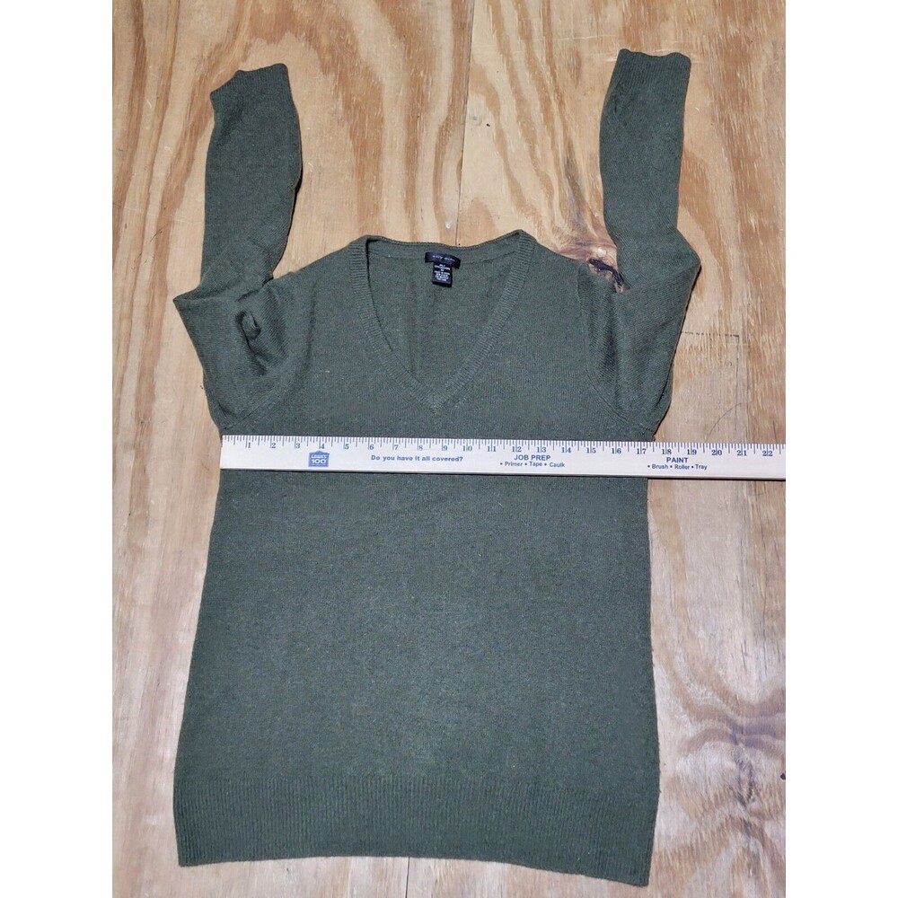 only mine cashmere sweater Women M Green Vneck  Pullover Long Sleeve @N3 - Picture 4 of 6